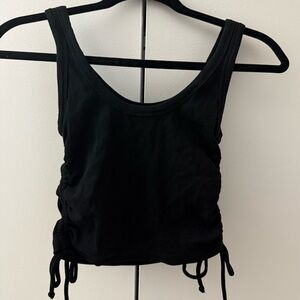 Zara Black Ruched Side Tank Top - Women's Sleeveless Crop